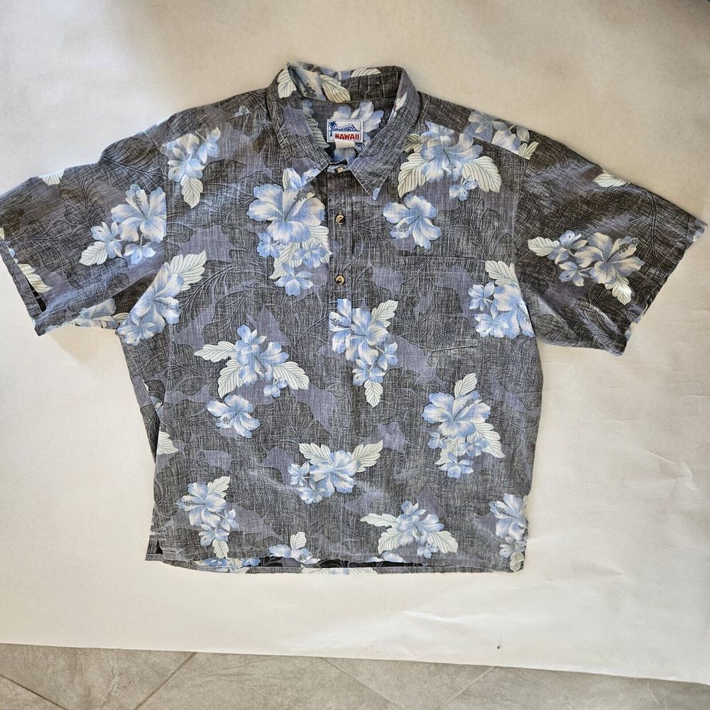 Hawaii Inside Out Hawaiian Shirt Mens XL Floral Pineapple Short‎ Sleeve USA